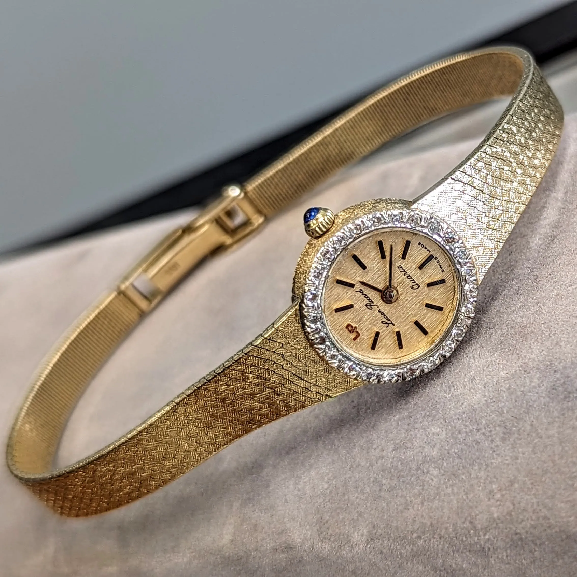 Ladies LUCIEN PICCARD Quartz Watch - ALL 14K Solid GOLD & Diamond Bezel Swiss Vintage Wristwatch