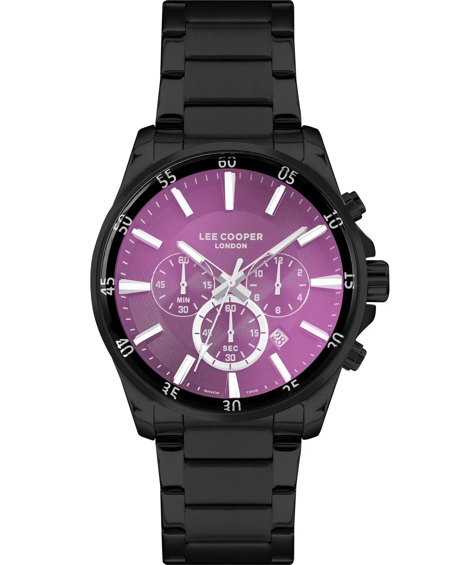 Lee Cooper  Men's Chronograph Watch Purple Dial Gun Metal Strap, LC07322.660