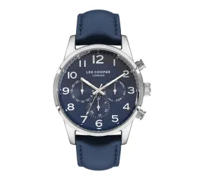 Lee Cooper Men's Watch Analog,  Navy Blue Dial, Blue Leather Strap, LC07404.399