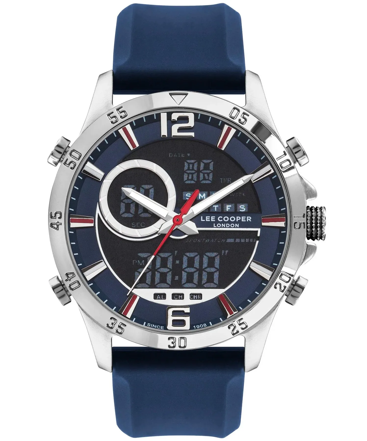 Lee Cooper  Men's Watch Blue Dial Blue Rubber Strap, LC07559.399