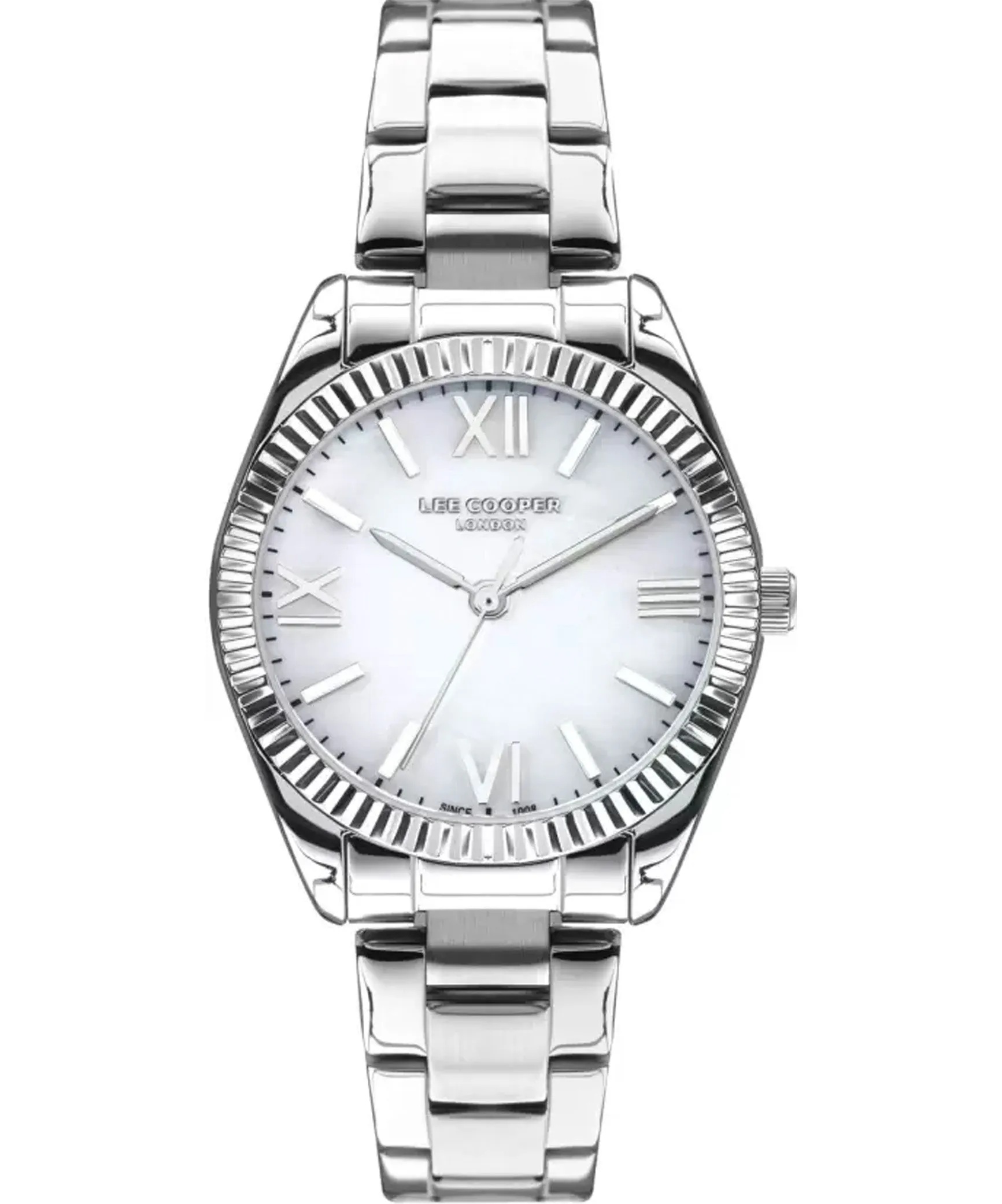 Lee Cooper  Women's Analog White Dial Silver Stainless Steel Strap Watch, LC07459.320