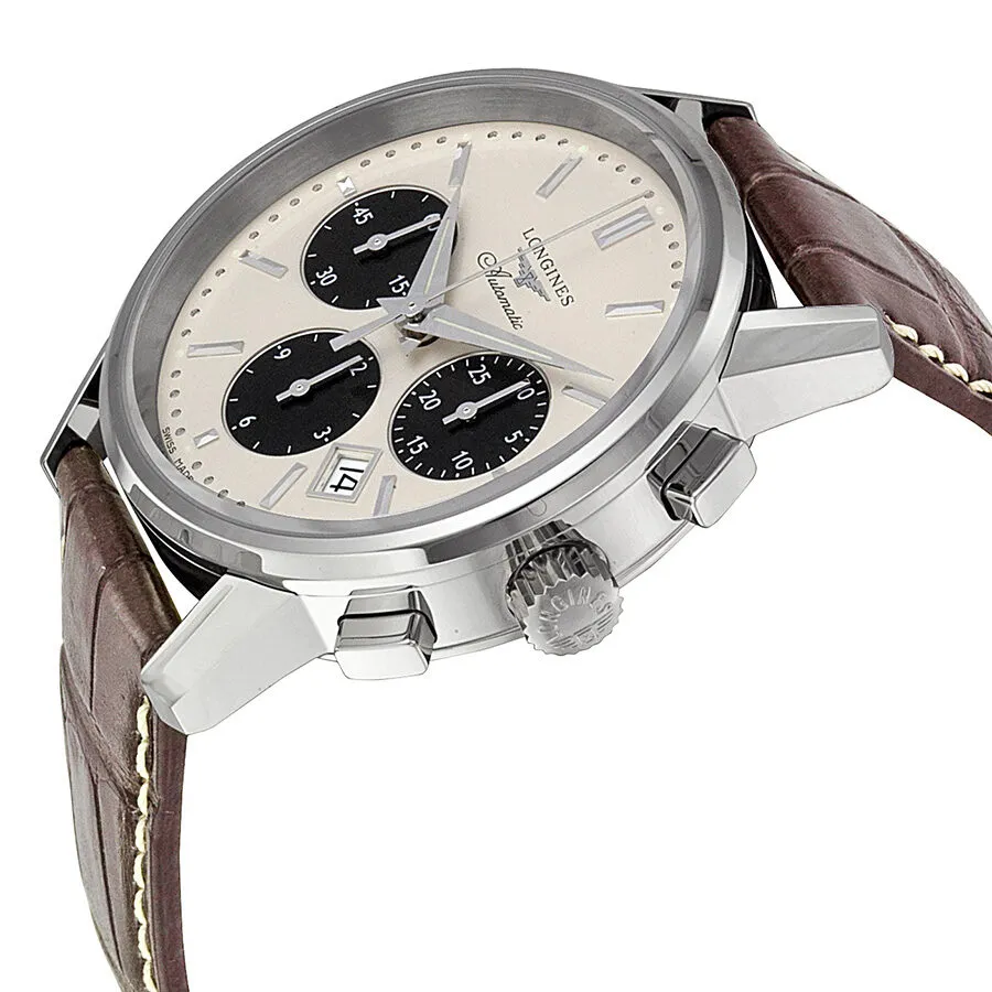 Longines Heritage Collection Automatic Chronograph Silver Dial Brown Leather Men's Watch L27494022 L2.749.4.02.2