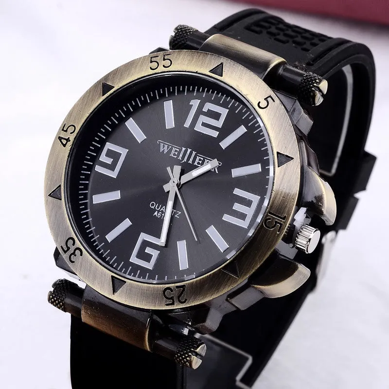 Luxury brand watches men fashion business watch casual rubber quartz watch hombre hour clock