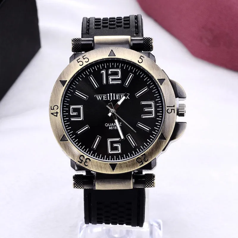 Luxury brand watches men fashion business watch casual rubber quartz watch hombre hour clock