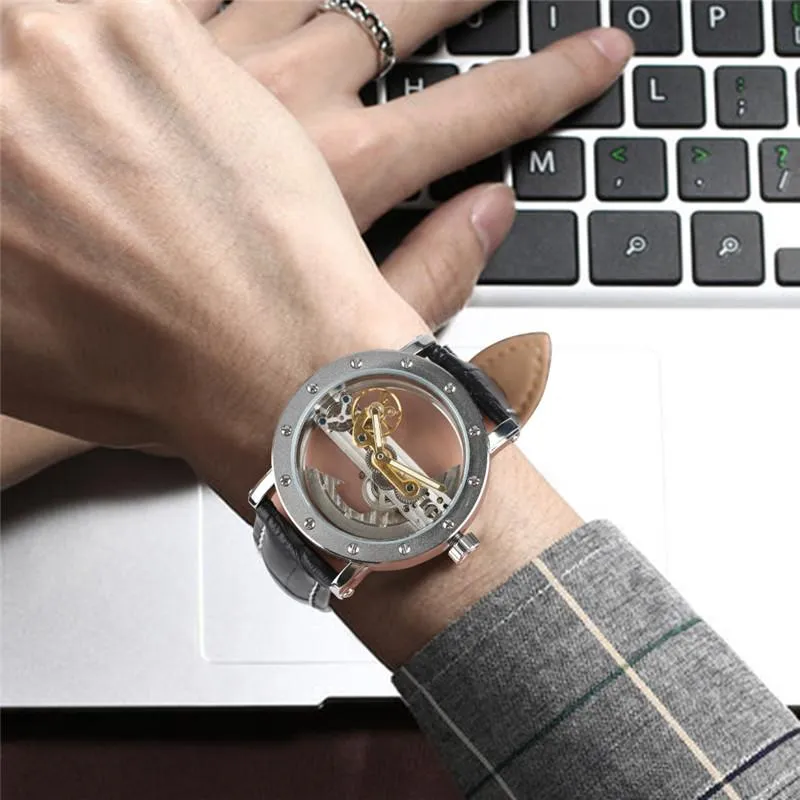 Luxury Hollow Automatic Leather Watch