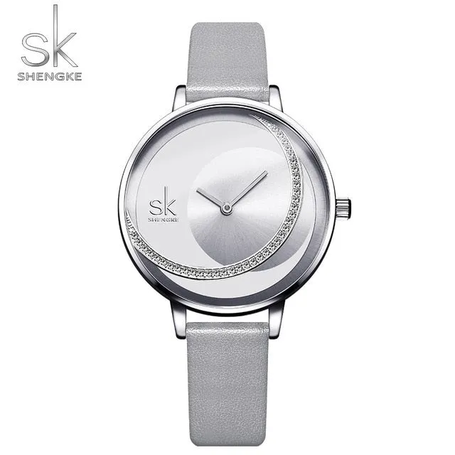 Luxury Rose Gold Women Watches Fashion Waterproof Rhinestone Lady Watch Elegant Unique SHENGKE Casual Stainless Steel Creative