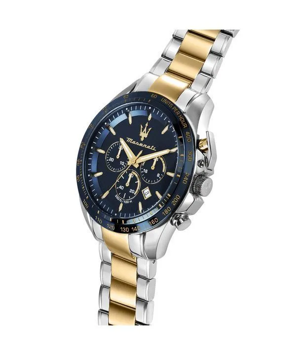Maserati Traguardo Limited Edition Chronograph Two Tone Stainless Steel Blue Dial Quartz R8873612046 100M Men's Watch