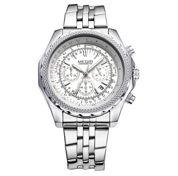 MEGIR CHRONOGRAPH 24 Hours Military Army Watch Men Sport Watches Genuine Leather Luxury Brand Quartz Watches