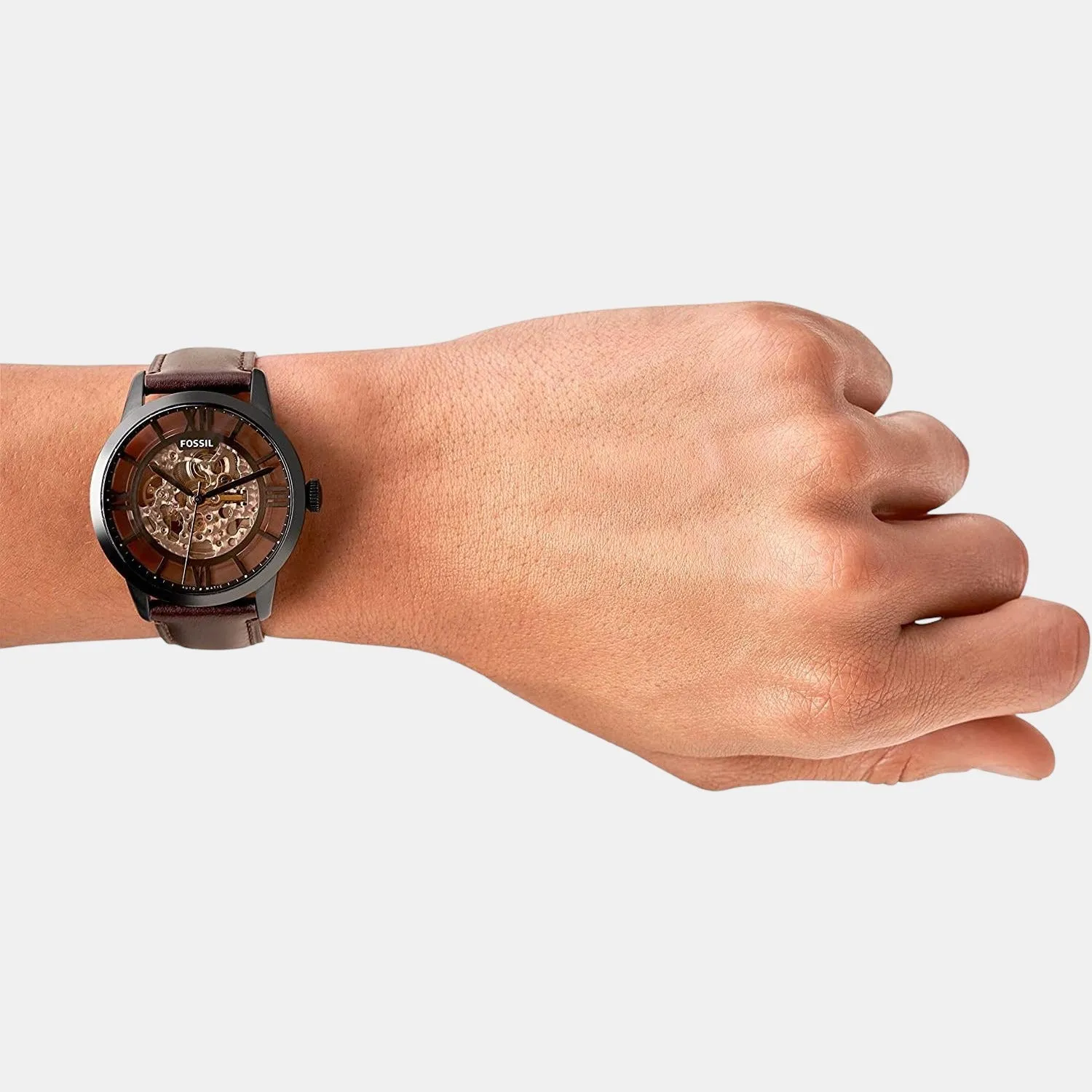 Men's Dark Brown Analog Leather Automatic Watch ME3098