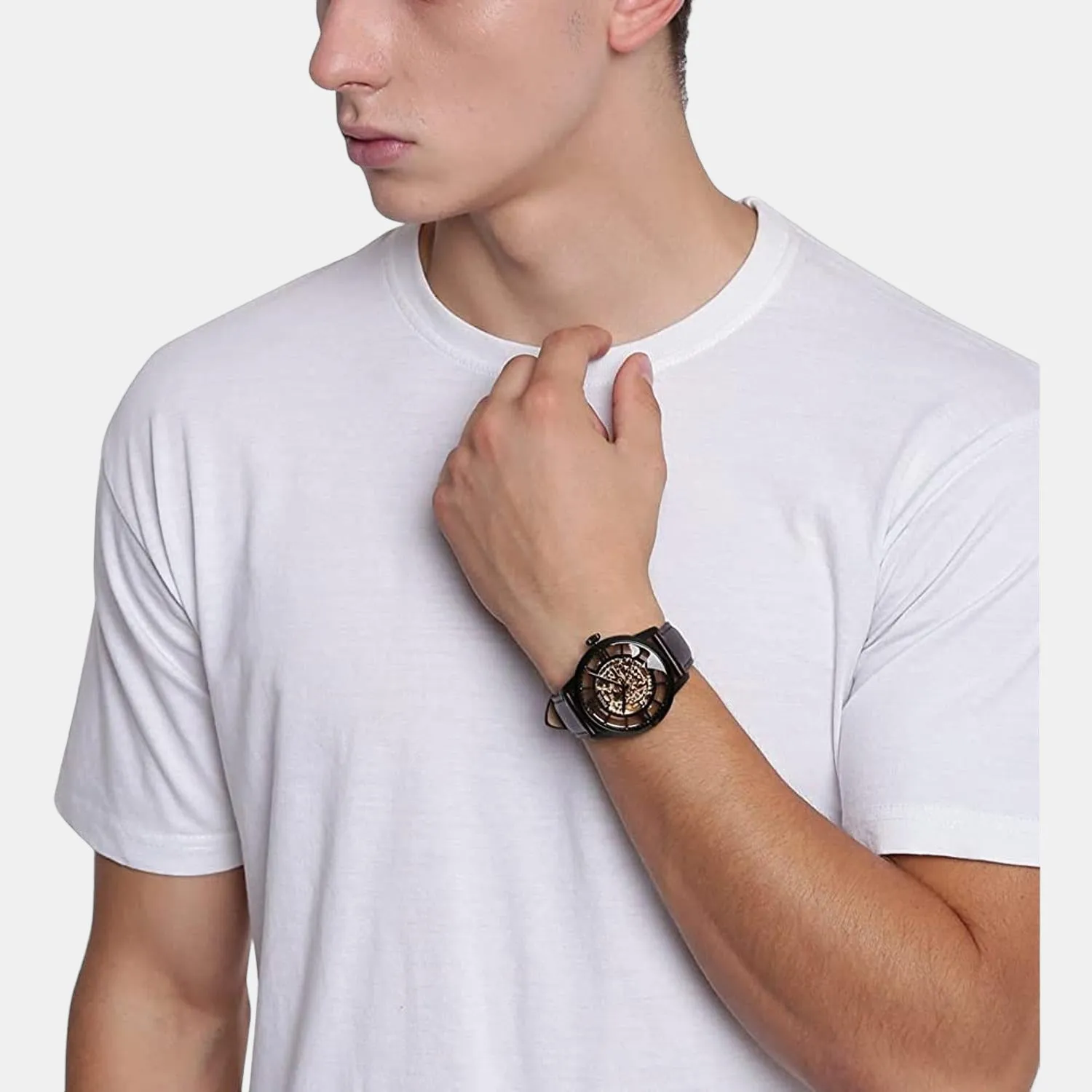 Men's Dark Brown Analog Leather Automatic Watch ME3098