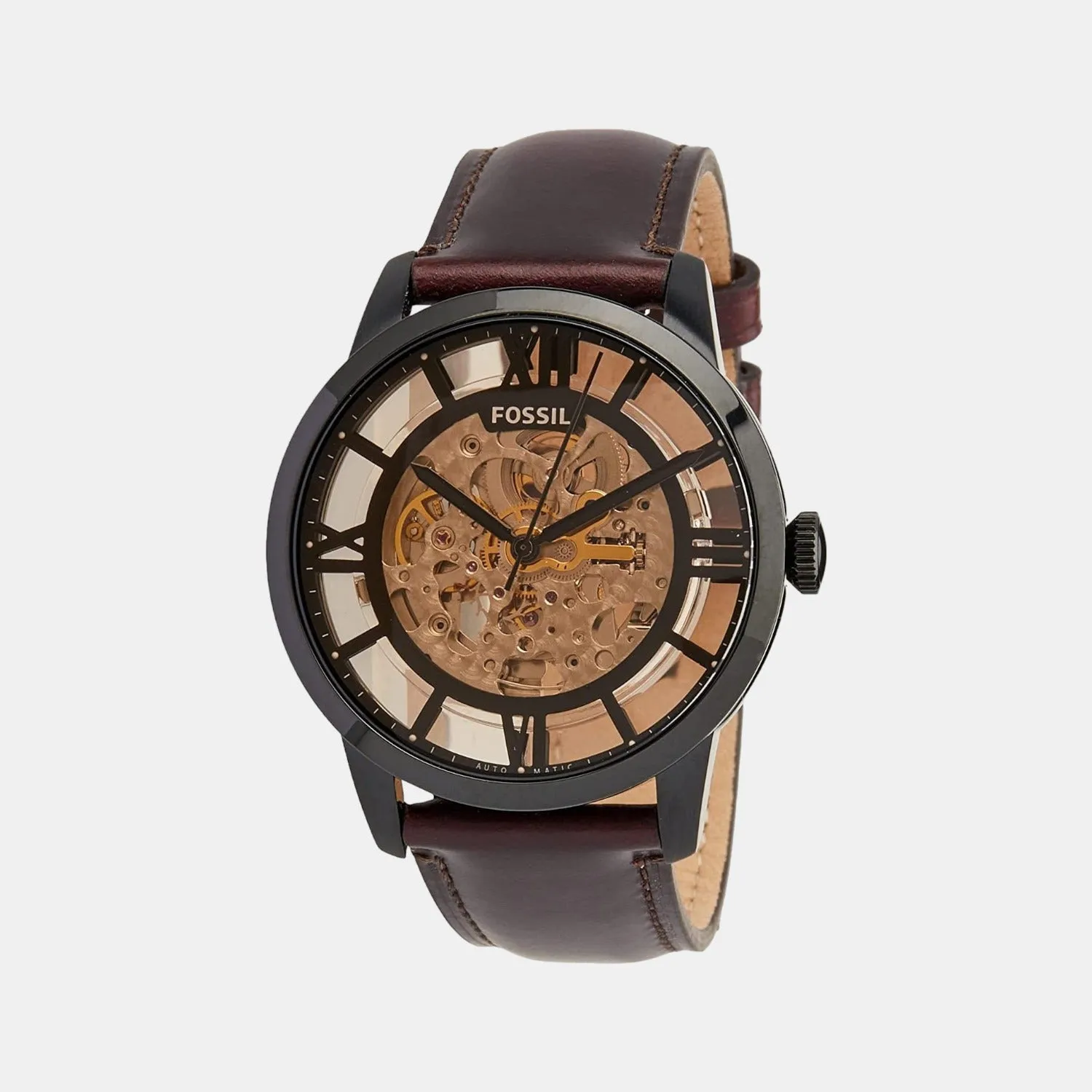 Men's Dark Brown Analog Leather Automatic Watch ME3098
