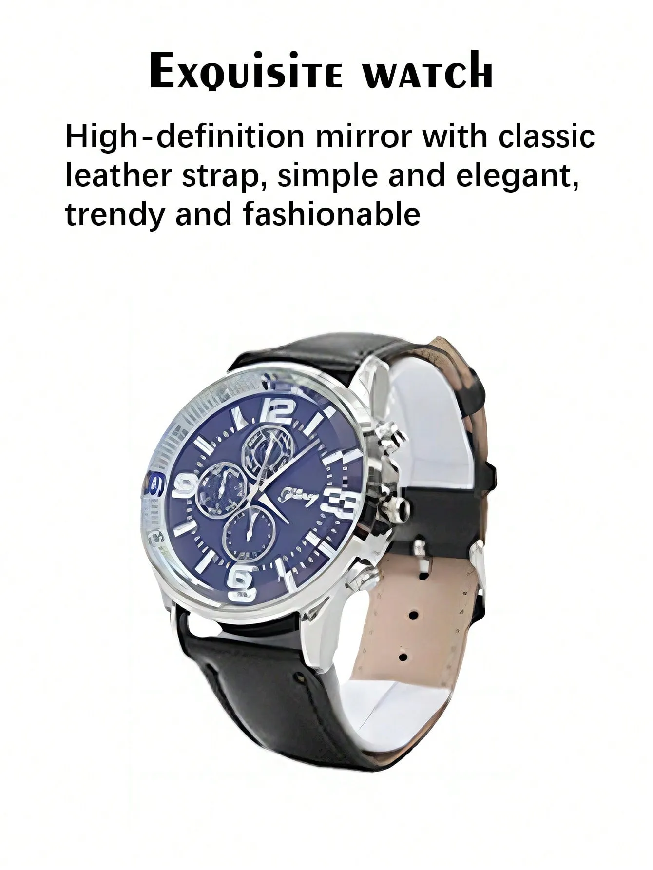 Men's Gift Set with Box Leather Belt cuff-link Watch Keychain Ballpoint 6pcs