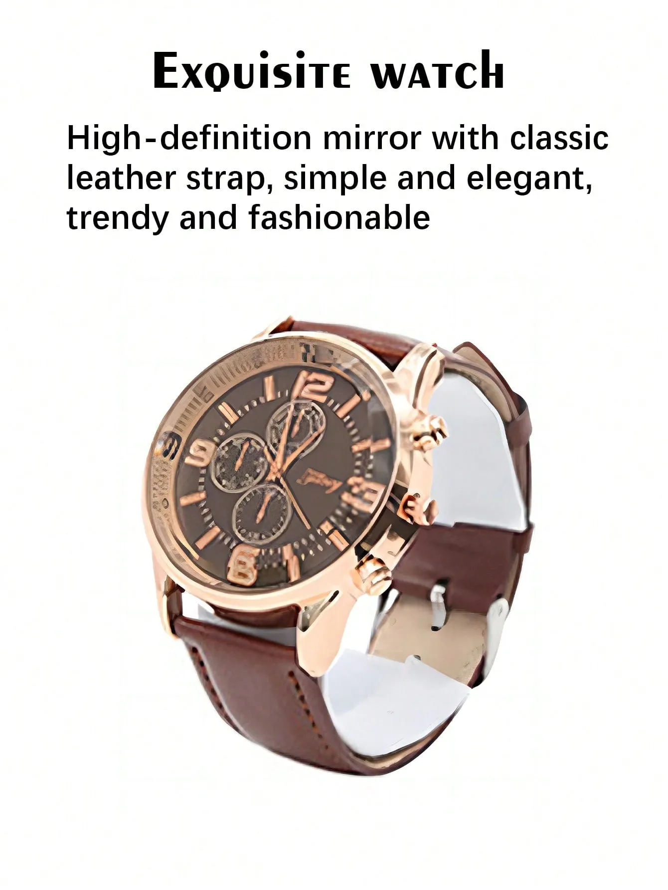 Men's Gift Set with Box Leather Belt cuff-link Watch Keychain Ballpoint 6pcs