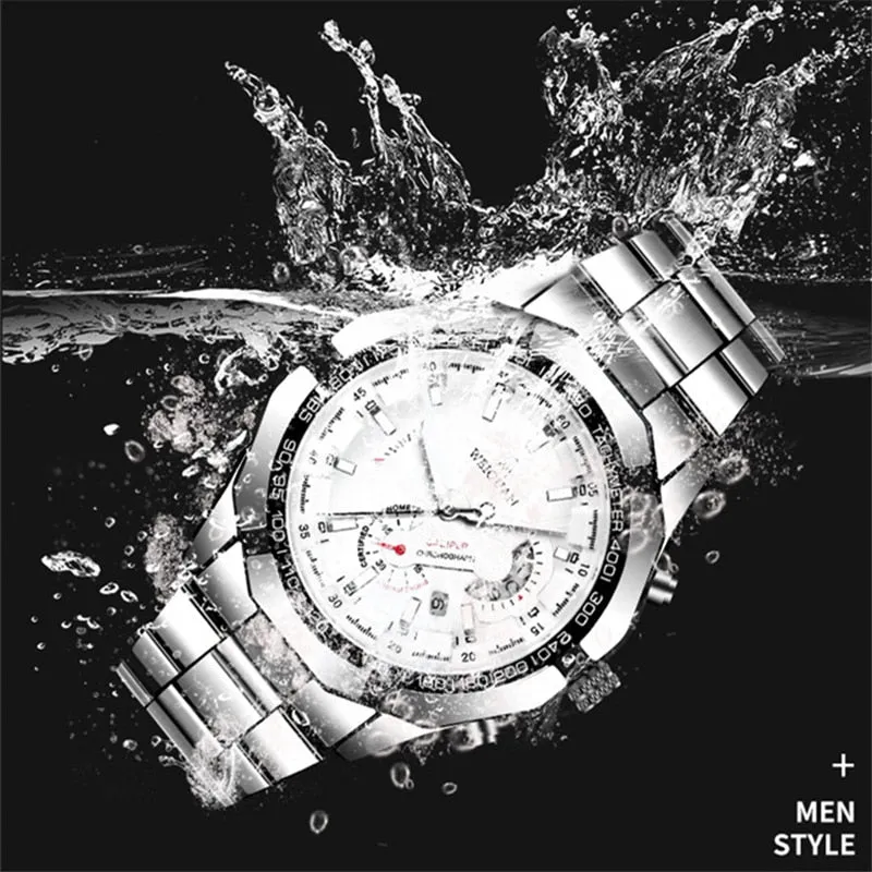 Men's  Stainless Steel Band Fashion Waterproof Luminous Quartz Watch
