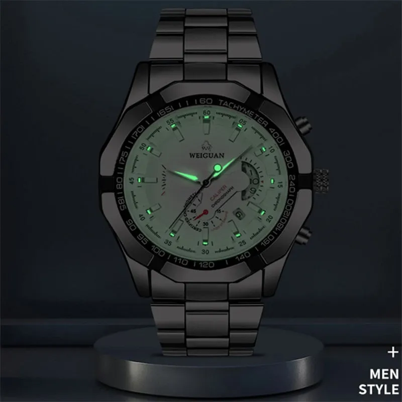 Men's  Stainless Steel Band Fashion Waterproof Luminous Quartz Watch