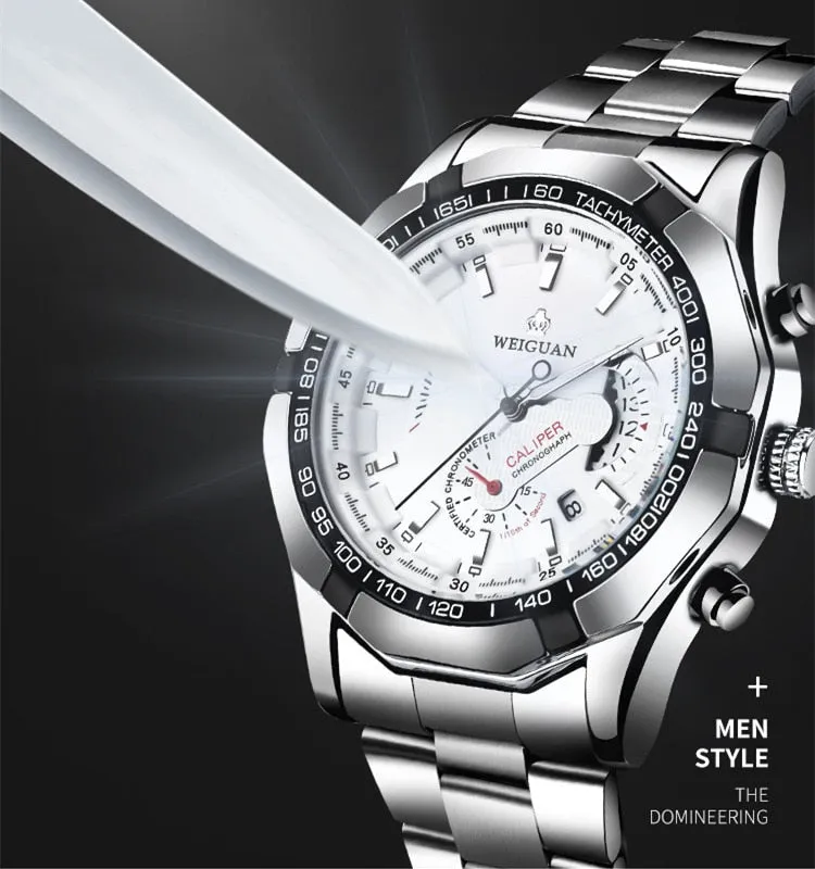 Men's  Stainless Steel Band Fashion Waterproof Luminous Quartz Watch