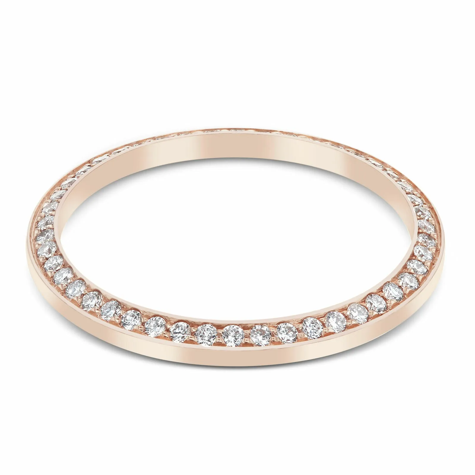 MIDSIZE 1CT BEAD SET DIAMOND BEZEL FOR ROLEX 31MM DATEJUST, PRESIDENT ROSE GOLD