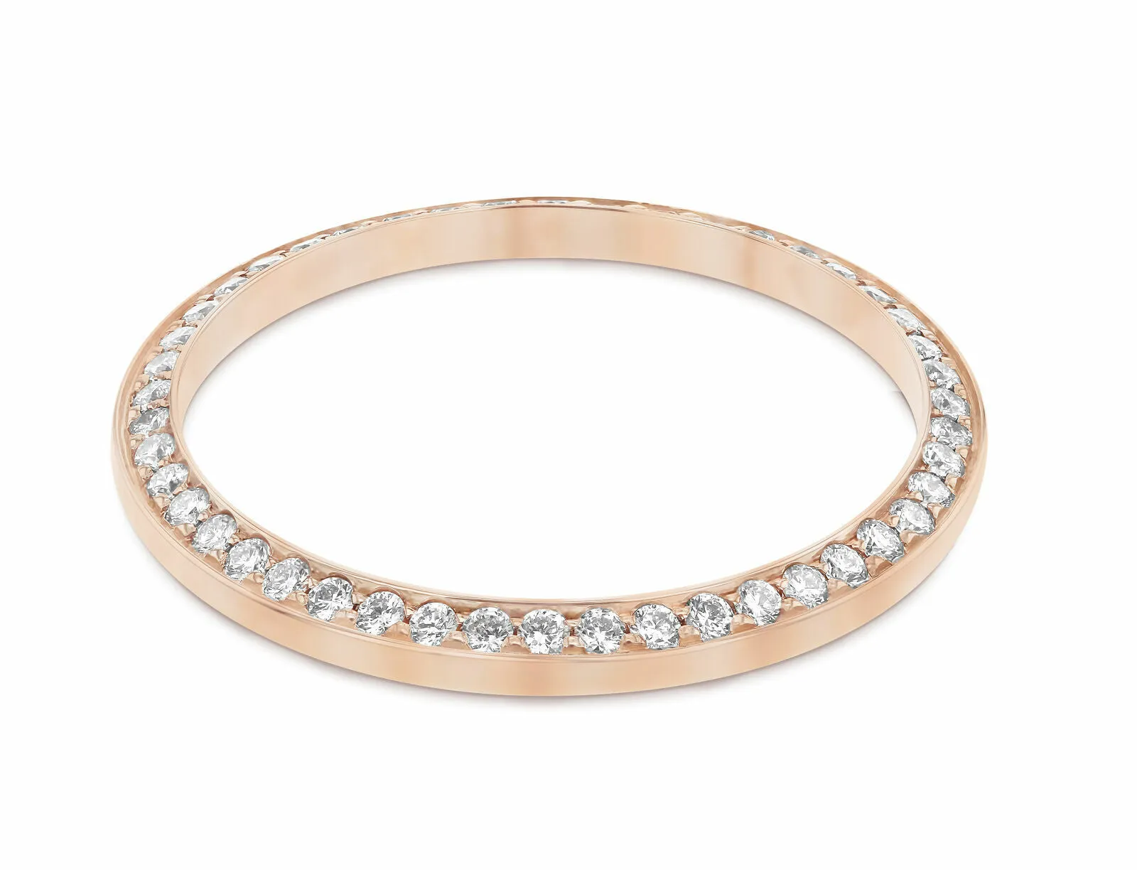 MIDSIZE 1CT BEAD SET DIAMOND BEZEL FOR ROLEX 31MM DATEJUST, PRESIDENT ROSE GOLD