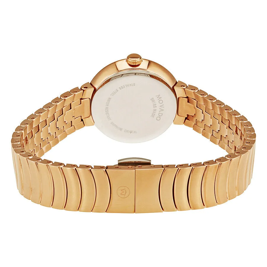Movado Myla Mother of Pearl Dial Rose Gold PVD Ladies Watch 0607046