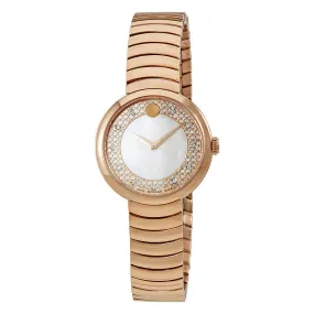 Movado Myla Mother of Pearl Dial Rose Gold PVD Ladies Watch 0607046