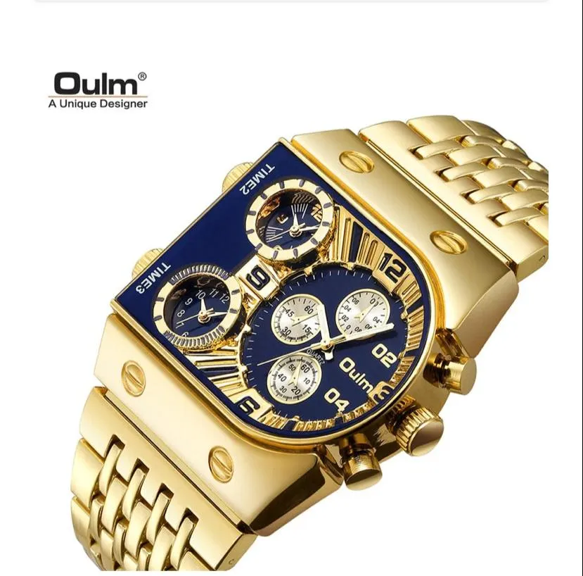 Multi-Time Zone Mens Watches Casual Quartz Sports Man Wristwatch W987413