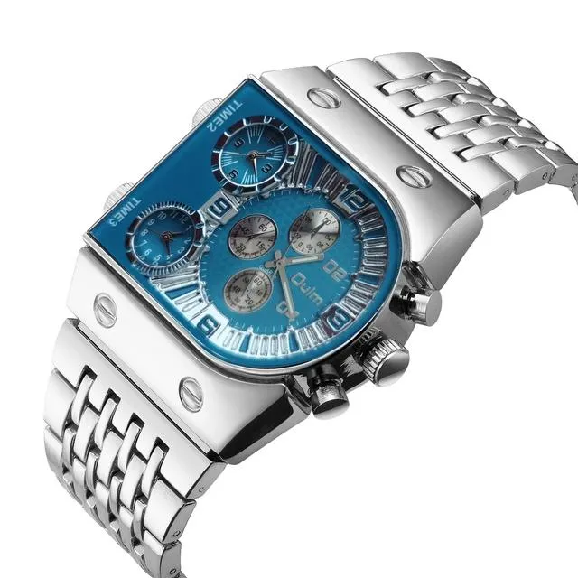 Multi-Time Zone Mens Watches Casual Quartz Sports Man Wristwatch W987413