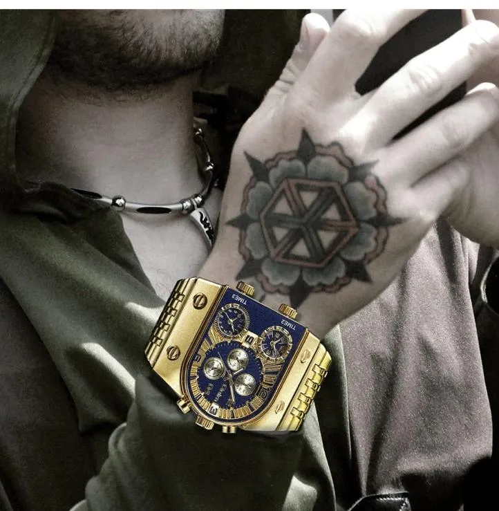Multi-Time Zone Mens Watches Casual Quartz Sports Man Wristwatch W987413