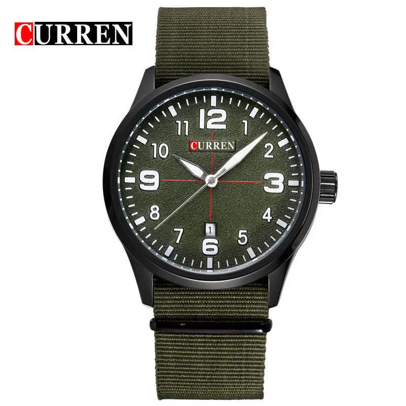 New Curren Watches Men Top Brand Luxury Mens Nylon Strap Wristwatches Men's Quartz Popular Sports Watches relogio masculino