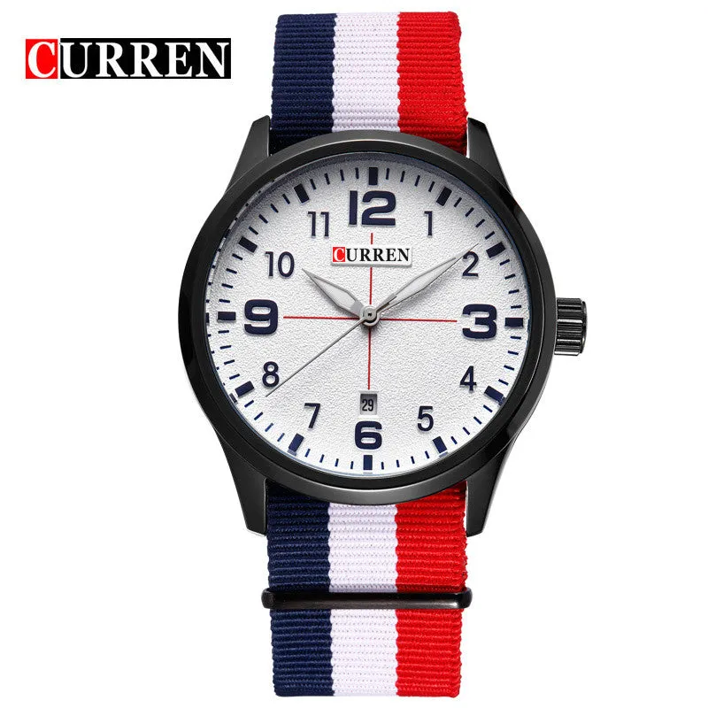 New Curren Watches Men Top Brand Luxury Mens Nylon Strap Wristwatches Men's Quartz Popular Sports Watches relogio masculino
