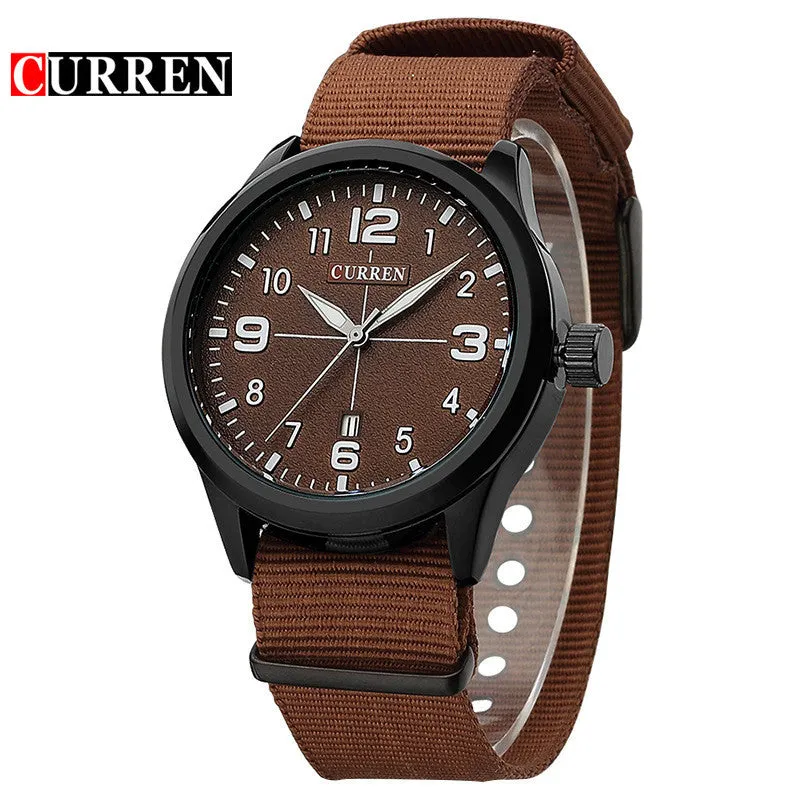 New Curren Watches Men Top Brand Luxury Mens Nylon Strap Wristwatches Men's Quartz Popular Sports Watches relogio masculino
