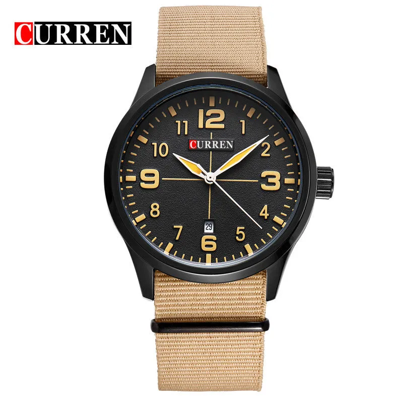 New Curren Watches Men Top Brand Luxury Mens Nylon Strap Wristwatches Men's Quartz Popular Sports Watches relogio masculino