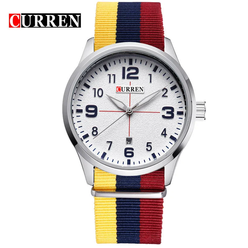 New Curren Watches Men Top Brand Luxury Mens Nylon Strap Wristwatches Men's Quartz Popular Sports Watches relogio masculino