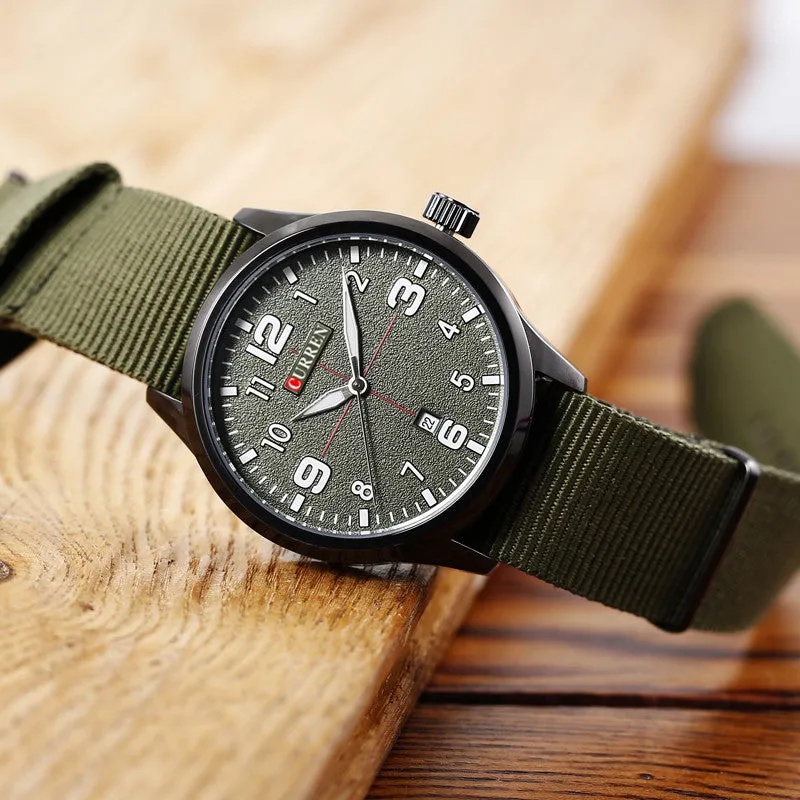 New Curren Watches Men Top Brand Luxury Mens Nylon Strap Wristwatches Men's Quartz Popular Sports Watches relogio masculino