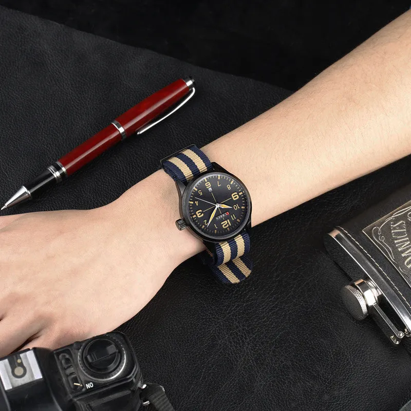 New Curren Watches Men Top Brand Luxury Mens Nylon Strap Wristwatches Men's Quartz Popular Sports Watches relogio masculino