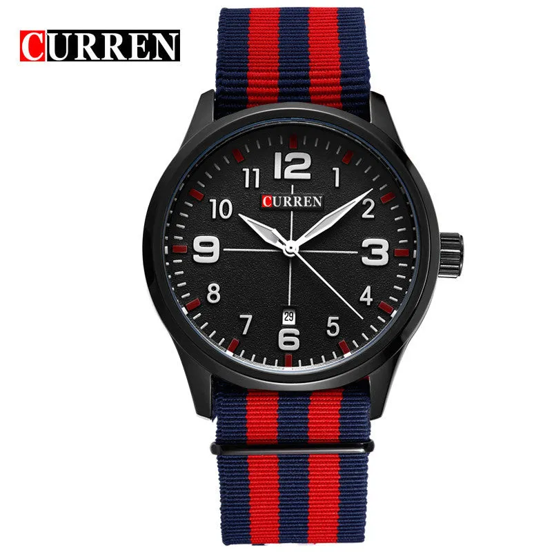 New Curren Watches Men Top Brand Luxury Mens Nylon Strap Wristwatches Men's Quartz Popular Sports Watches relogio masculino