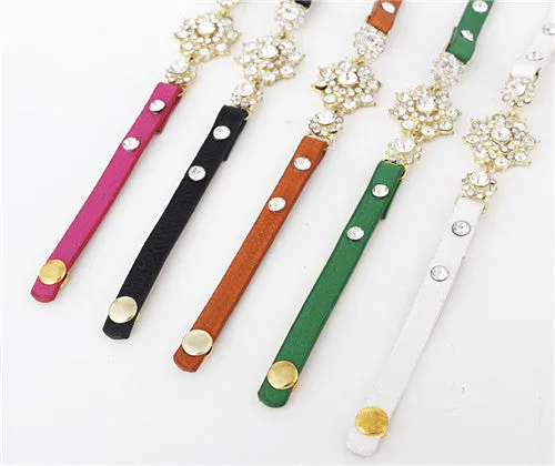 New European Fashion Exaggerated Sparkling Rhinestones Woman Decorative Dress Leather Bracelet Quartz Watch
