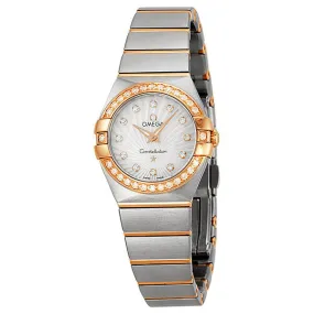 Omega Constellation Mother of Pearl Diamond Dial Brushed Steel Ladies Watch 123.25.24.60.55.002