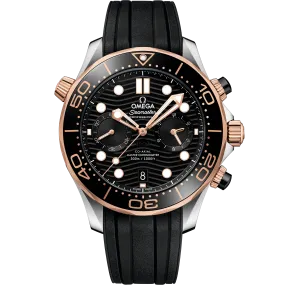 Omega Seamaster Diver 300M 44 mm, steel - Sedna™ gold on rubber strap