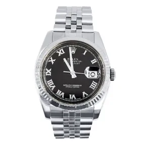 Pre-Owned 36mm Rolex Black Dial Stainless Steel