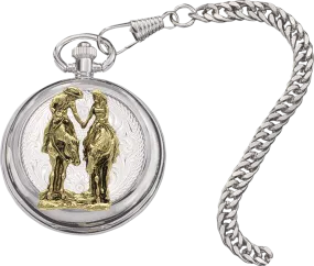 "Two Trails Become One Road" Small Silver Inlay Pocket Watch