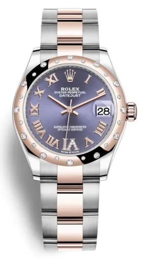 Rolex Datejust 31 Aubergine Dial Automatic Diamond Ladies Steel and 18kt Everose Gold Oyster Watch 278341AURDO
