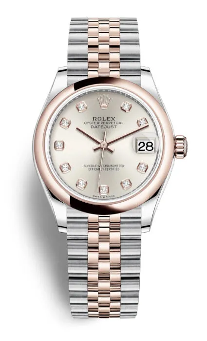 Rolex Datejust 31 Silver Diamond Dial Automatic Steel and 18kt Everose Gold Jubilee Watch 278241SDJ