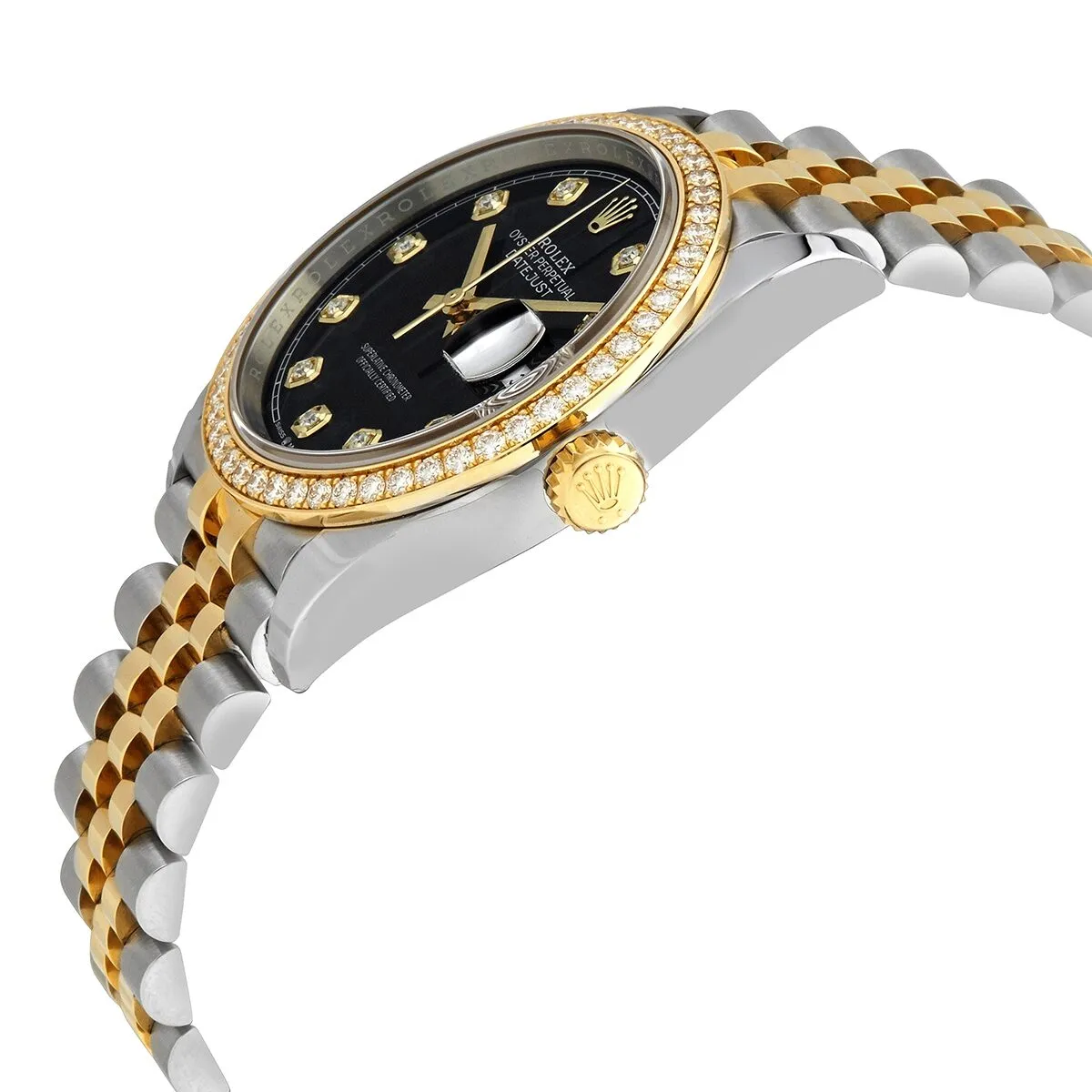 Rolex Datejust 36 Black Diamond Dial Men's Steel and 18kt Yellow Gold Jubilee Watch 126283BKDJ