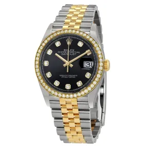 Rolex Datejust 36 Black Diamond Dial Men's Steel and 18kt Yellow Gold Jubilee Watch 126283BKDJ