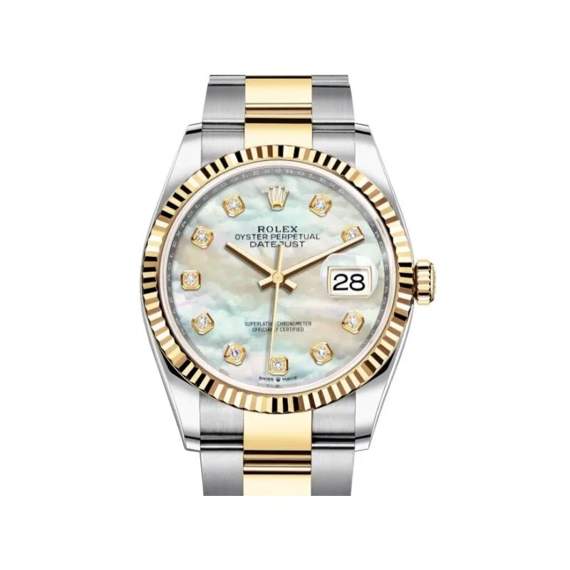 Rolex Datejust 36 Mother of Pearl Diamond Dial Men's Stainless Steel and 18kt Yellow Gold Oyster Watch 126233MDO