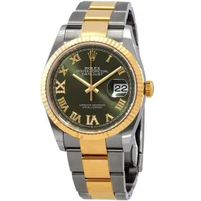 Rolex Datejust 36 Olive Green Diamond Dial Men's Stainless Steel and 18kt Yellow Gold Oyster Watch 126233GNRDO