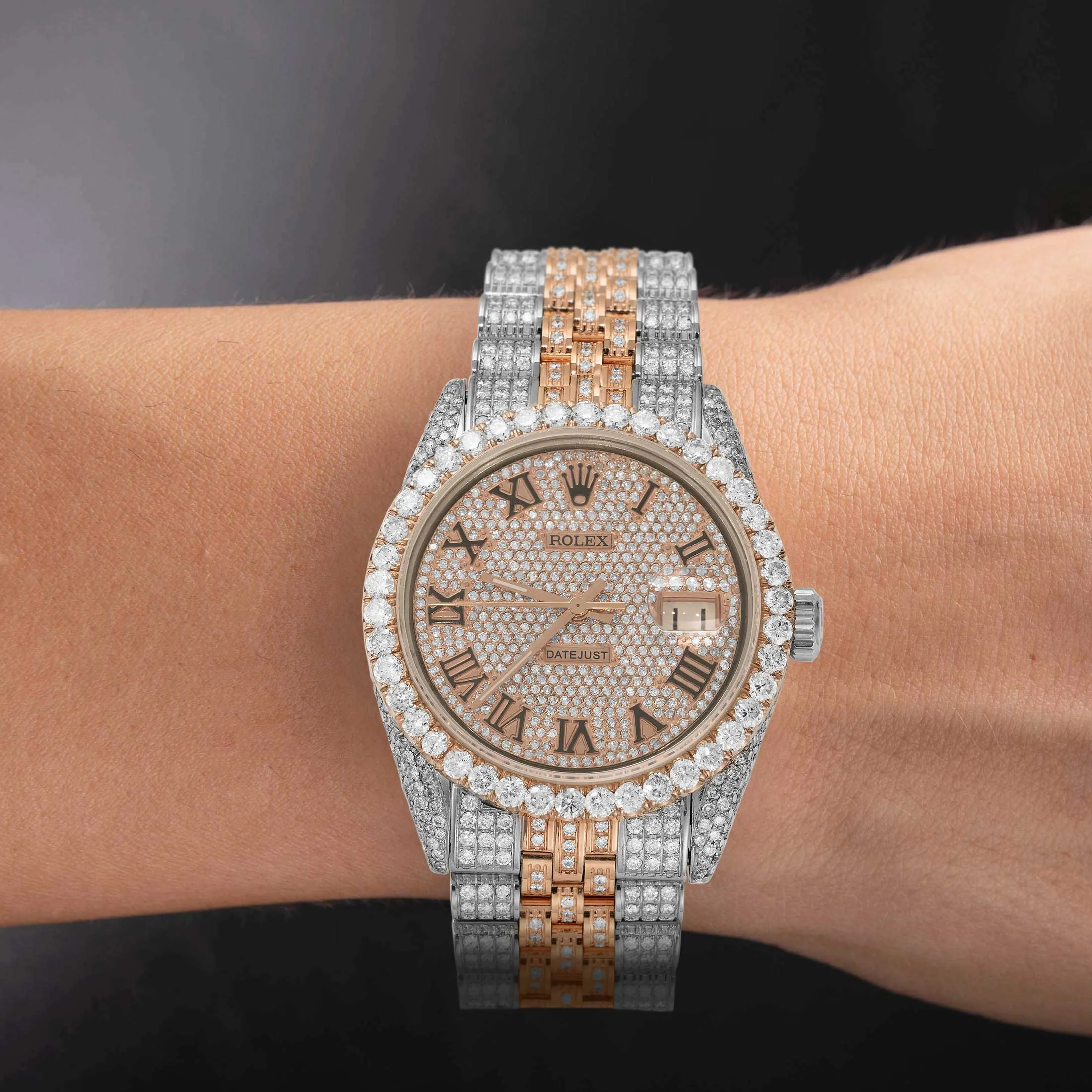 Rolex Datejust Diamond Bezel Watch 36mm Black Roman Dial | 13.10ct