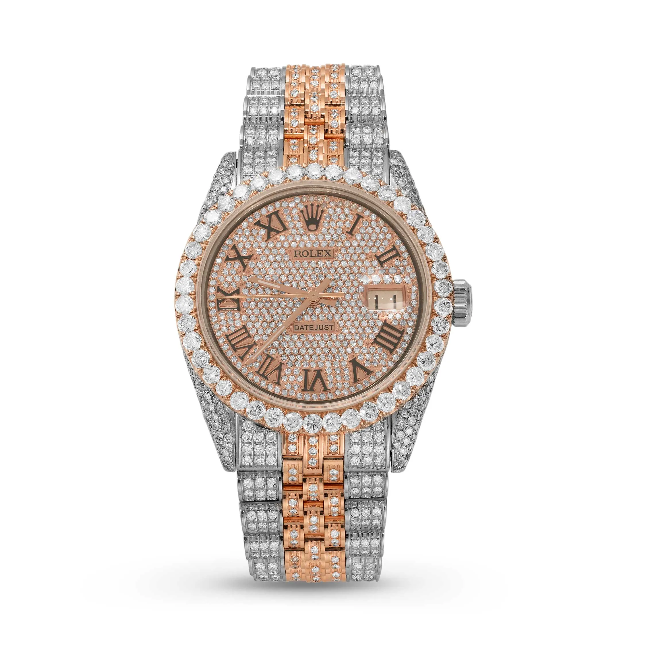 Rolex Datejust Diamond Bezel Watch 36mm Black Roman Dial | 13.10ct