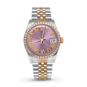 Rolex Datejust Diamond Bezel Watch 36mm Lilac Roman Numeral Dial | 2.10ct