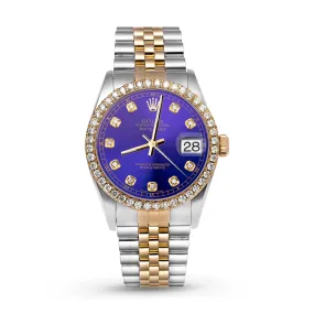 Rolex Datejust Diamond Bezel Watch 36mm Midnight Blue Dial | 2.10ct